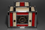 Radio-Glo Stained Glass + Chrome Radio in Red with Cream - Exceptional